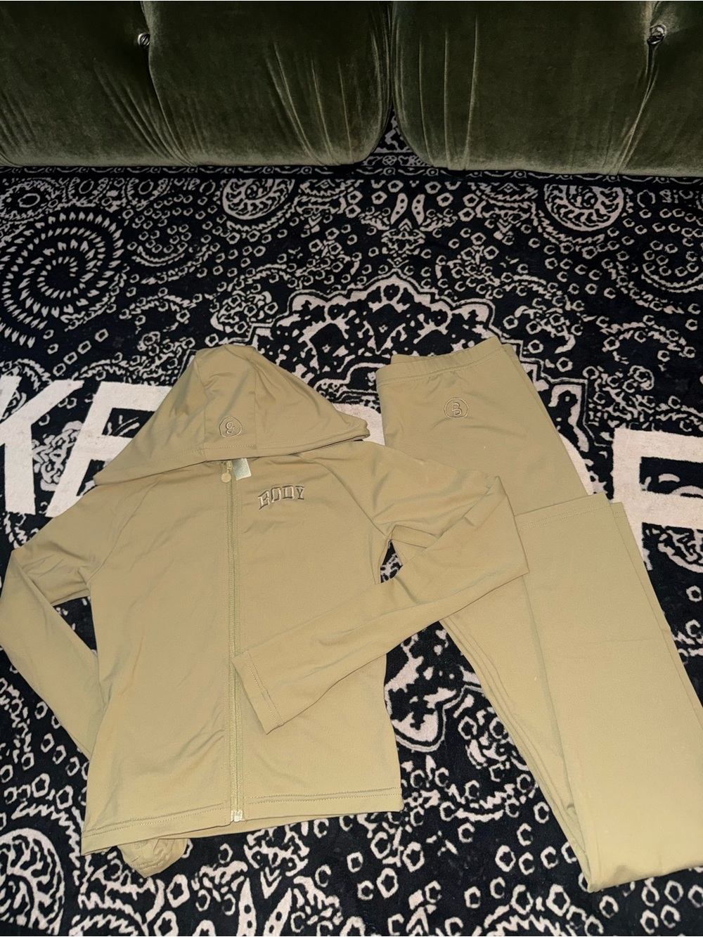 Women’s Olive Green Zip Hoodie & Leggings Set
